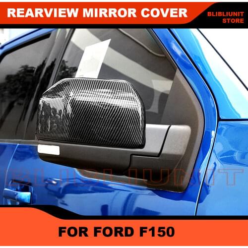 Rearview Mirror Cover For Ford F150 F-150 2015-2019 Side Mirror Cover Chrome Carbon Fiber Look Overlay Protector