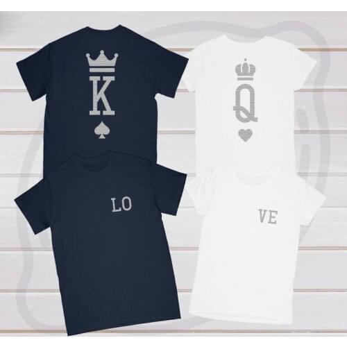 King queen T-shirt wedding gift anniversary gift Aesthetic Female 100%Cotton O Neck y2k top T-shirt Casual Short Sleeve Top Tees