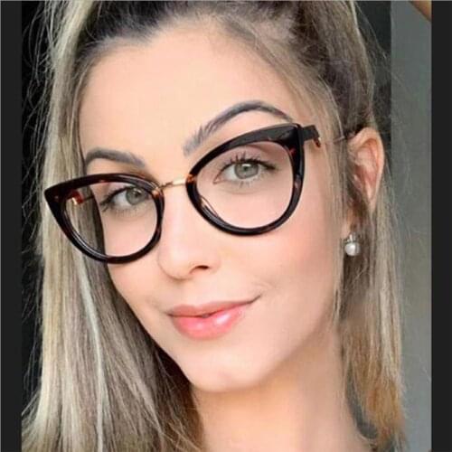 Trend Cat Eye Glasses Frames Women 2021 New Anti Blue Light Office Computer Glasses Fashion Sexy Clear Lens Eyeglasses Female