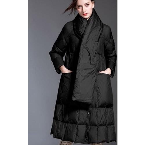 Female Long plus size down jacket winter puffer high-quality brand thick warm black burgundy navy blue coat