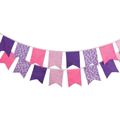 1pcs 3.5M 12 Flags Pink Purple Children Birthday Home Cloth Decoration Flag Photo Shooting Banner Outdoor Wedding Deco Pennant