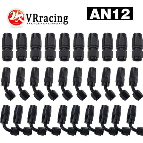 10 Pieces AN12 Oil Fuel Swivel Hose Anoized Aluminum Straight Elbow 45 180 Degree Hose End Oil Fuel Reusable Fitting