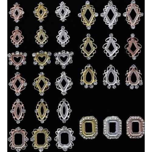 100Pcs Diamond Parts 3 Colors Rhombus/Triangle /Teardrop Frame Nail Charms/ Nail Charms/ Flower nail charms/ Jeweled Nail Charms
