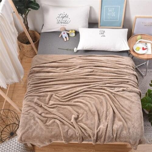 180*200cm Soft Fleece Flannel Blanket Plush Solid Color Bed Covers for Sofa Bed Plaid Throw Blankets Bedspread