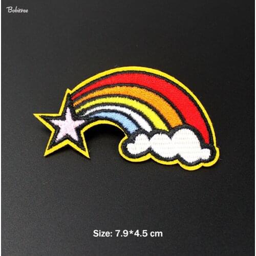 2019 Fashion Rainbow Patch Iron on Creative Badge for Kids Jacket Jean DIY Decorative Appliques Stickers Cloth Parche