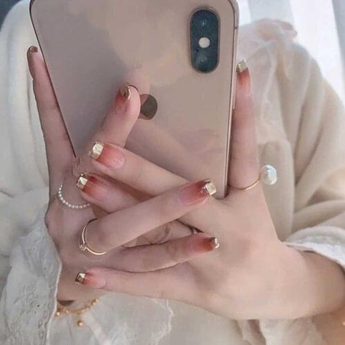 24pcs clear nail tips Gradual change French False nail Detachable evil Manicure fake short nails with glue