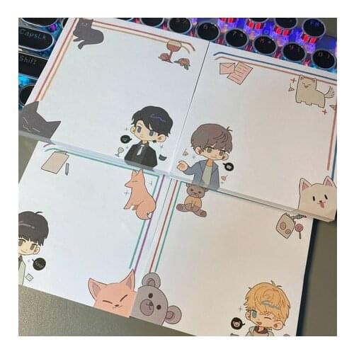 Anime Love and Producer Victor Gavin Zhou QiLuo Lucien Cartoon Sticky Note Memo Pads Note Paper Notebook Notepad 9x9cm