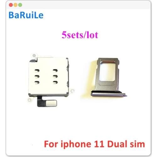 BaRuiLe 5sets Dual Sim Card Reader Adapter + Dual Sim Tray holder For iPhone 11 replacement parts