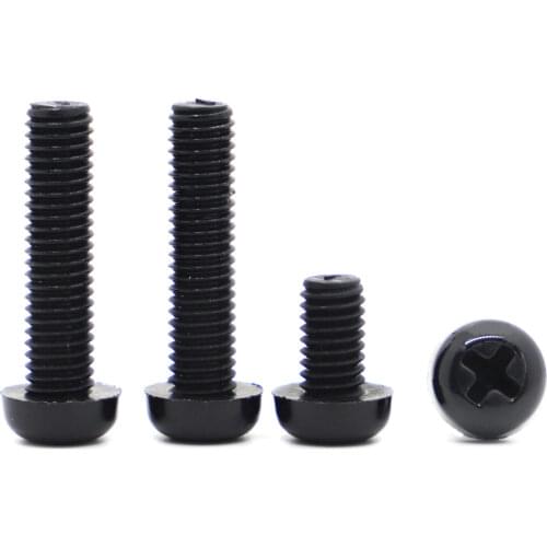 10/20/50pcs M2 M2.5 M3 M4 M5 M6 M8 Metric Threaded Black Nylon Plastic Phillips Pan Head Cross Round Screw Bolt