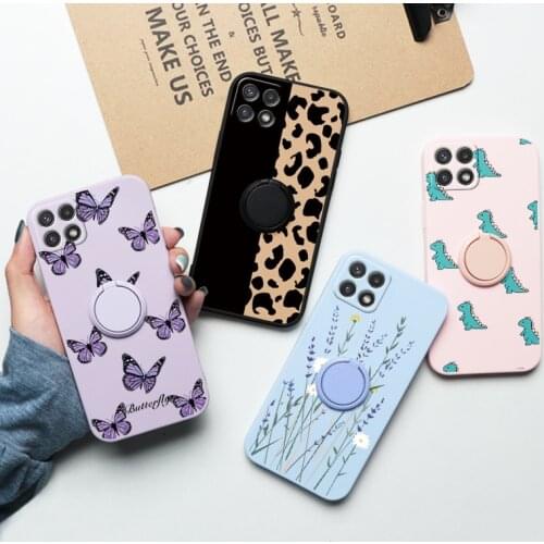 For Samsung Galaxy A22 Case Luxury Magnetic Silicone Soft TPU Back Funda For Samsung A 22 a22 4G 5G Ring Cover With Strap Bumper