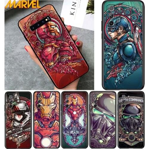Captain America Iron Man for Samsung Galaxy S21 Ultra Plus Note 20 10 9 8 S10 S9 S8 S7 S6 Edge Plus Black Phone Case