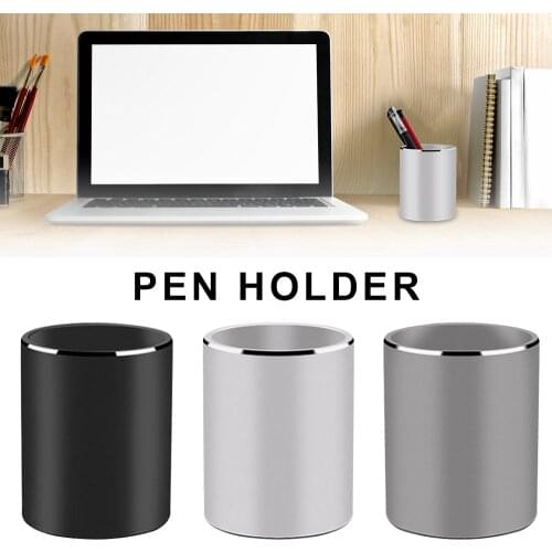 Aluminum Alloy Pen Holder, Round Metal Pencil Holder, Pencil Desk Organizer and Makeup Brush Holder for Office, School and Home