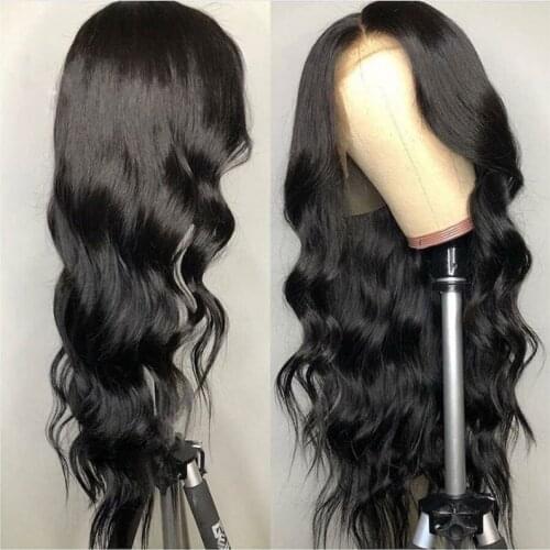 Long Loose Wave Synthetic Lace Front Wigs for Women Heat Resistant Fiber Black Hair Smooth Hair Free Part Gluless Lace Wigs
