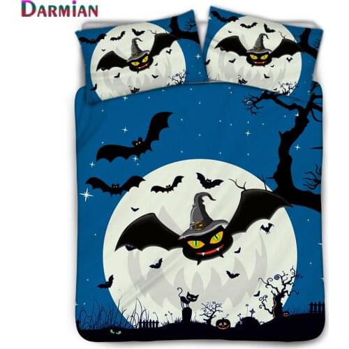 DARMIAN 2021 Halloween Bat Printing 3Pcs Bedding Sets Home Textiles Queen King Size Bed Duvet Cover and Pillowcase Bedclothes