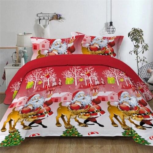 Christmas Gift Xmas Duvet Cover Set Cartoon Santa Claus Bedding Set Twin Full Queen King Size Children Boy Girl Adult Bed Linens
