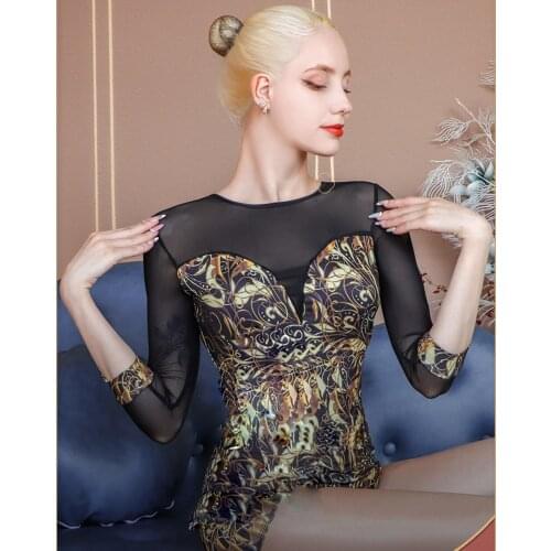 Leopard Aerial Dance Tops Suit Yoga Dance Suit One-piece Fitness One-piece Deance wear Latin Bodysuit Top