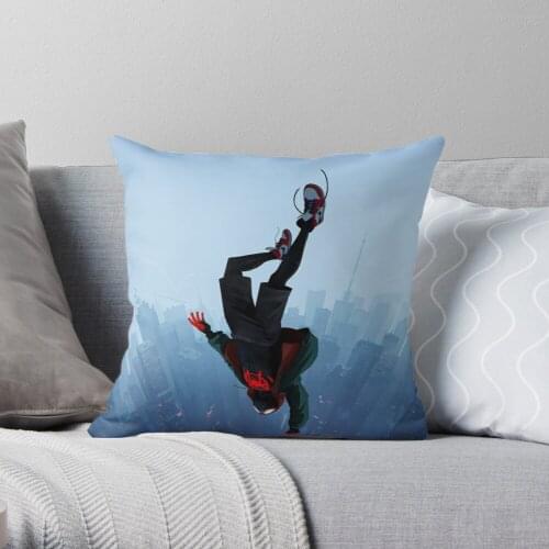 Miles Morales jump Throw Pillow Cushion Cover Polyester throw pillows case on sofa home living room car seat decor 45x45cm