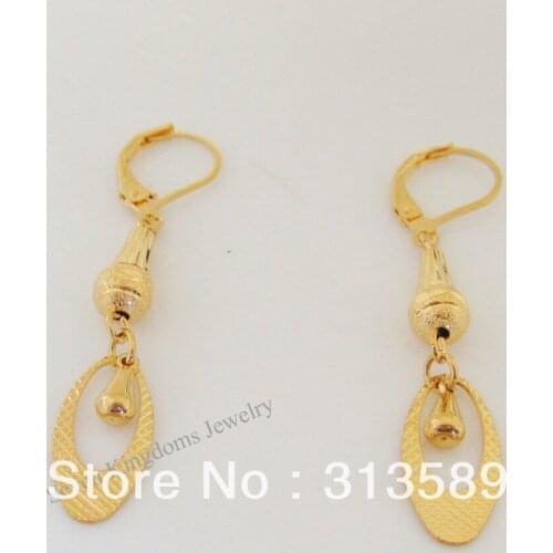 MIN ORDER 10$ CAN MIX DESIGN /UNIQUE DESIGN - YELLOW GOLD GP SOLID FILLED BRASS DANGLE TALL 1.97" EARRING/GREAT GIFT