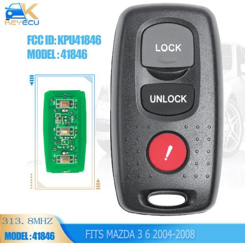 Keyecu Remote Car Key 3 Button Fob for Mazda 3 6 FCC ID: KPU41846, Model 41846