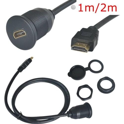 Car Dash Flush Mount HDMI-compatible Male to Female Socket Cable Installation Panel Kit 1m/2m