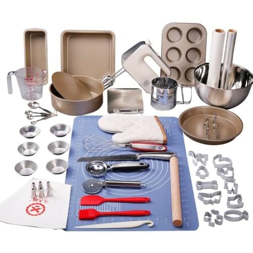 Baking Tool Set Household Bread Bake Ware Muffin Pizza Round Cake Mold Live Bottom New Glove Set Baking Make Carbon Steel Set