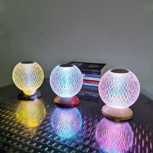 Crystal ball charging table lamp moon atmosphere night light living room bedroom bedside tri-color led lamps