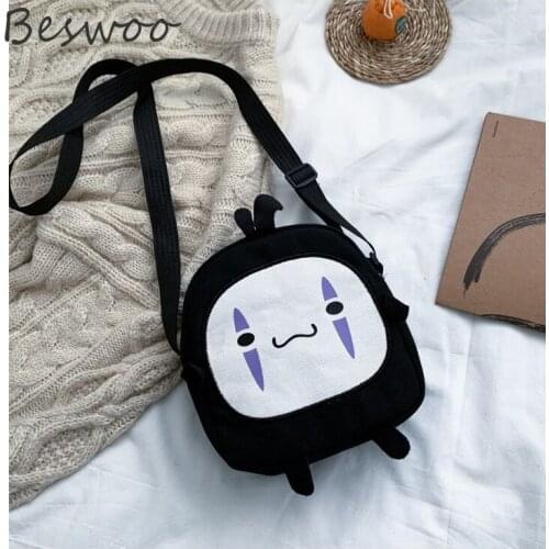 New Cute Shoulder Bag Women Harajuku Cute Canvas Cartoon Printed Ladies Small Square Bag Fashion Student Girls Crossbody Bag