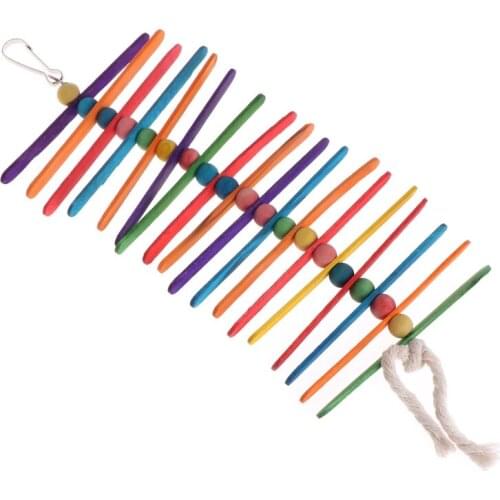 2018 NEW Pet Parrot Toy Colorful Wooden Popsicle Beads Bird Swing Rainbow Hanging Cage For Parakeet Cockatiel Chew Toy