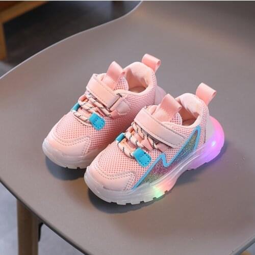 New 2021 Spring Children Shoes Comfortable Kids Shoes For Girl Fashion Running Sneakers Kids LED Shoes