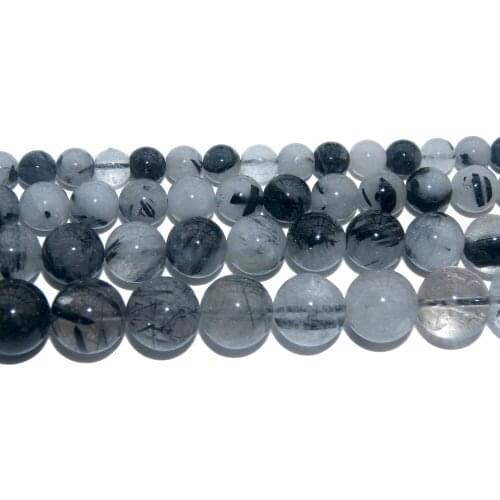 Wholesale Natural Stone Black Rutilated Quartz Round Beads 4 6 8 10 12 MM Pick Size For Jewelry Making DIY Bracelet Necklace