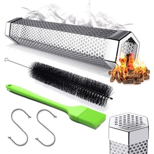 OTEKSPORT Smoker Tube 304 Stainless Steel Outdoor BBQ Tools Smoking Box Bacon Tube Wood Chips Pellets Grills Barbecue Accessory