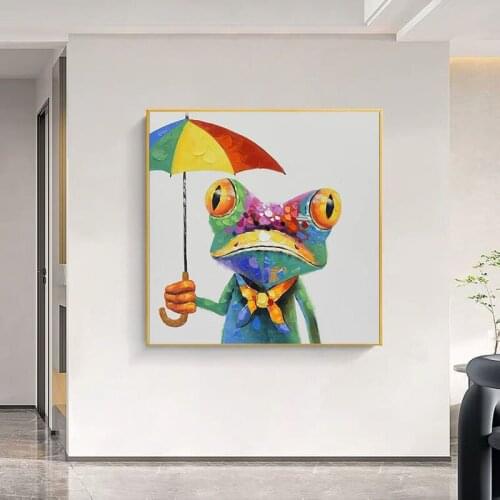 Cartoon Frog Poster Modern Colorful Animals Canvas Art Oil Paintings Wall Art Picture for Living Room Home Decoration