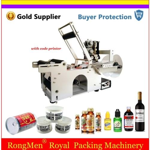 Round Bottle Labeling Machine Label Sticker Labelling Labeler Printer Date Coder Red Wine Bottle Eliquid Ejuice Juice Drinking