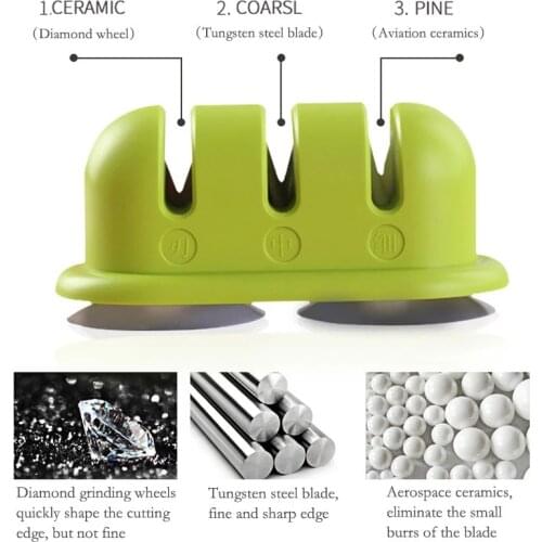 Suction Cup Manual Knife Sharpener 3 Stages Kitchen Knives Sharpening Grindstone Grinder Stone Tools Cocina Dropshipping