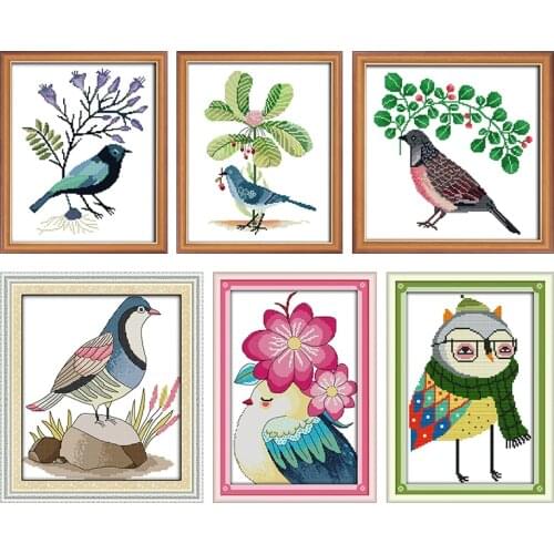 A Bird on The Stone Cross Stitch Embroidery Needlework Kits Stamped 11CT 14CT Printing Counted Patterns Crafts Home Decor Thread