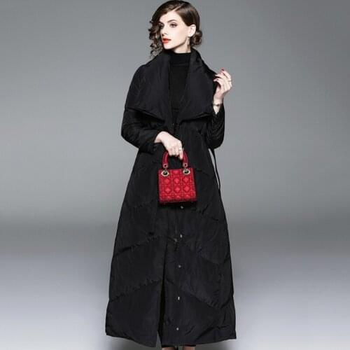 Women newest long slim duck down jacket female fashion warm over knee coats lady European and American thickened down clothes