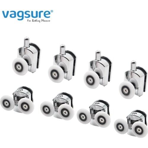 Bearing Size 23/25mm double top and Single Bottom Zinc-Alloy Sliding Shower Cabin Pulley Wheel Door Runner Roller For 4-6 Glass