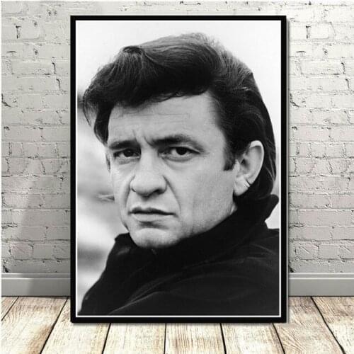 Rock Music Band Star Johnny Cash Black White Retro Room Living Sofa Wall Art Home Decor Picture Quality Canvas Painting Poster