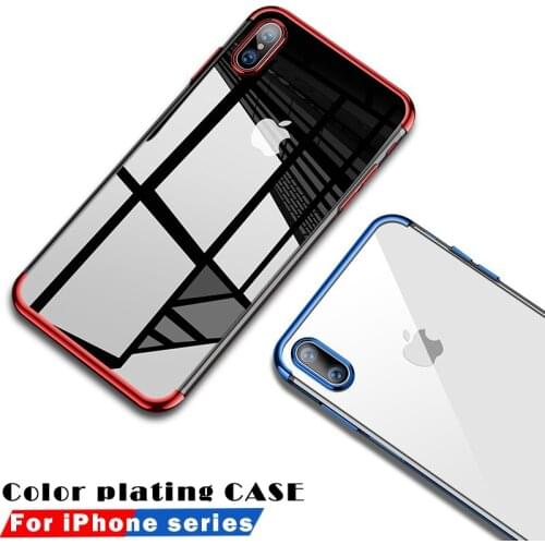 Luxury Plated TPU Case For iPhone 7 Transparent Ultra Thin Silicone Cover Case For iPhone X 8 7 6 6S Plus Case Phone Accessories