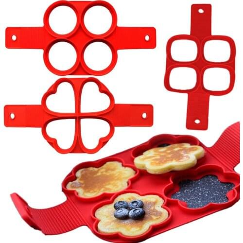 Silicone Mold Cake Pancake Maker Nonstick Cooking Tool Round Heart Pancake Maker Egg Cooker Pan Flip Eggs Mold Kitchen Baking