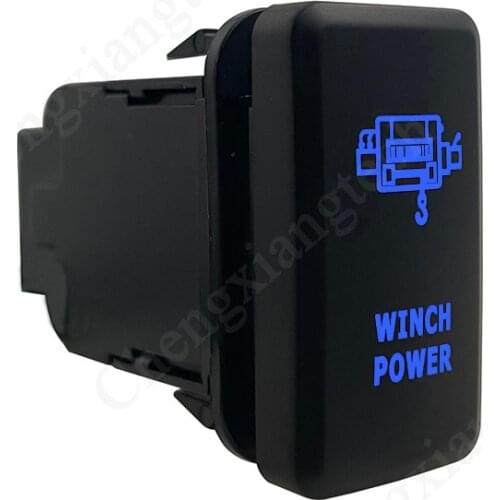 Blue LED Car Push Button Switch Winch Power For Toyota Prado Landcruiser Hilux FJ Cruiser ON OFF Switch + Wire 12 Volt 3Amp