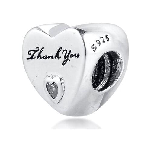 Thank You Charm Silver 925 DIY Beads for Jewelry Making Perfect Gift for Friend Mother Sister Mothers Day 02526