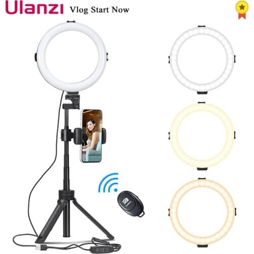 Ulanzi LED Ring Light 8 Inch 20cm With Tripods Phone Clip For Youtube Tiktok Vlog Makeup Live food Study photography Fill lights