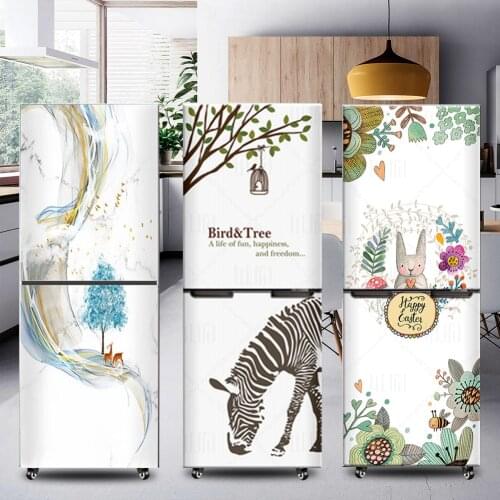 3D Waterproof Self Adhesive Dishwasher Refrigerator Sticker Wrap Kitchen Freeze Fridge Door Cover Vinyl Wallpaper