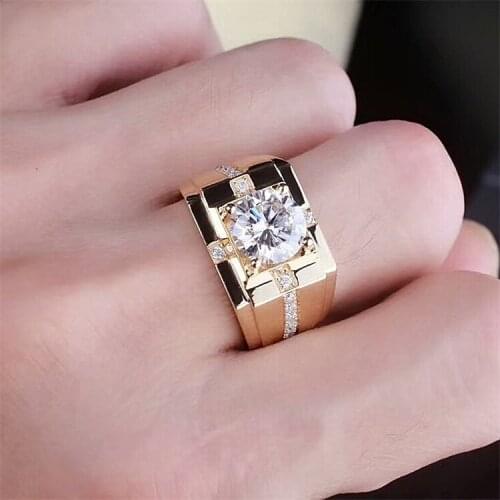 WANGAIYAO classic high carbon diamond real mens diamond ring imitation Moissanite gold plated domineering wedding ring
