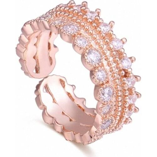 TRACYSWING Element Brand Real AAA Zirconia Micro Inlays Rose Gold Color Ring Party For Women Valentine Gift Th-129842