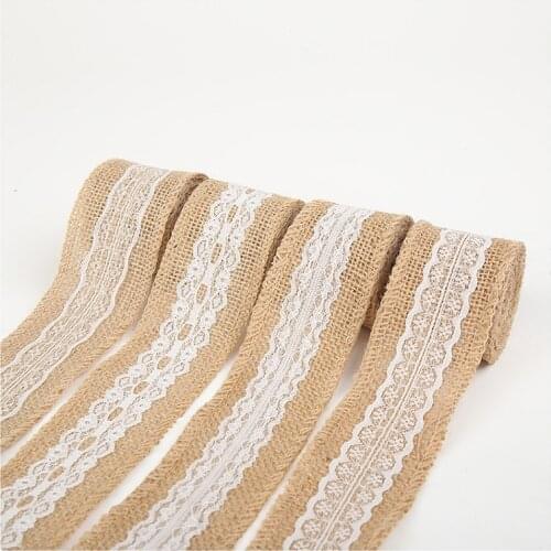1Meter/roll Natural Jute Burlap Ribbon Hessian Lace Jute Roll For Rustic Wedding Decoration Christmas Party Supplies Easter