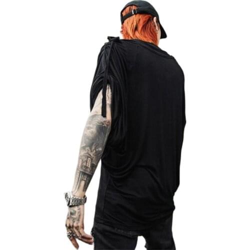2021 Men summer batwing oversized long sleeve t shirt nightclub singer stage costume mens japan vintage punk hip hop tee shirts