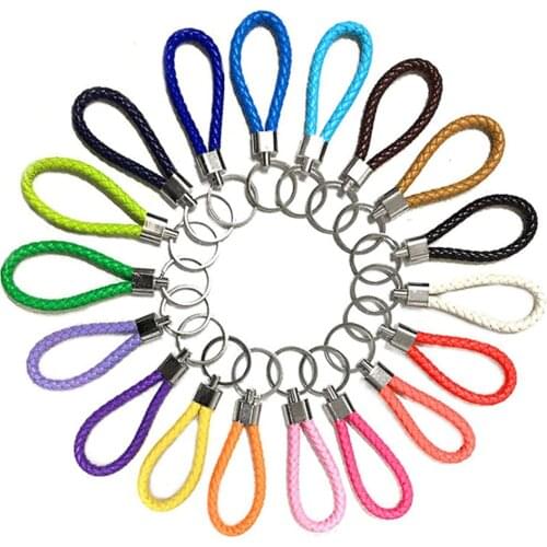 40 Colors Available)PU Leather Woven Rope keychain Car Key Holder Handbag Pendant Trinket Keyring For Men Women