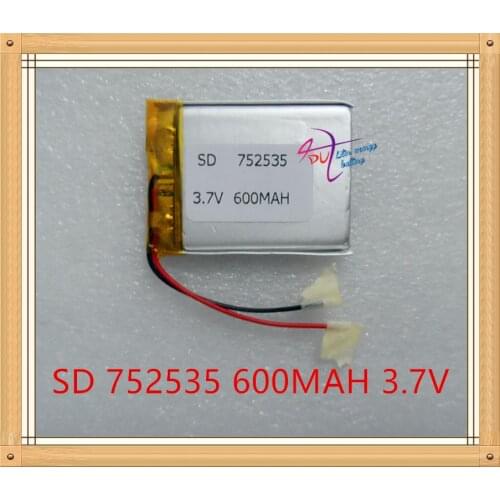 Tablet battery Liter energy battery 3.7V polymer lithium battery 752535 600mAh general recording pen battery desk lamp MP3 LED